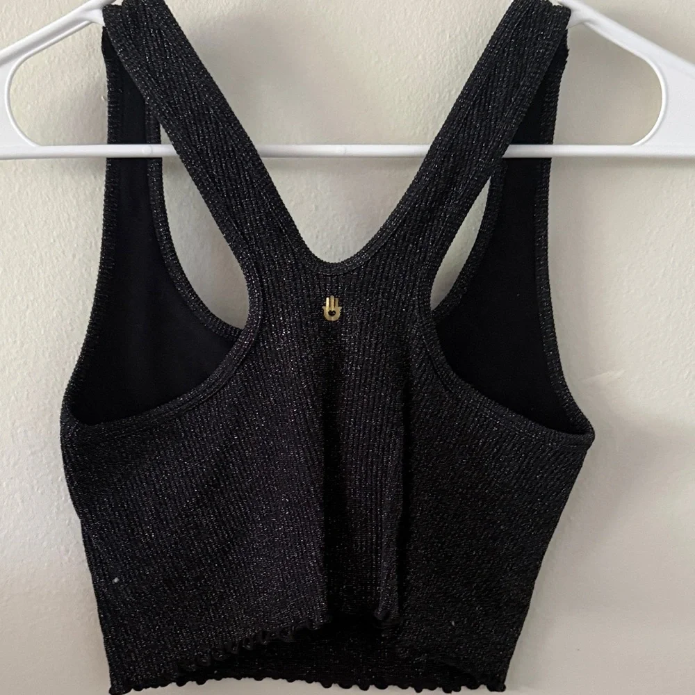 Free People Black Sparkle Ribbed Crop Tank - Picture 3 of 3